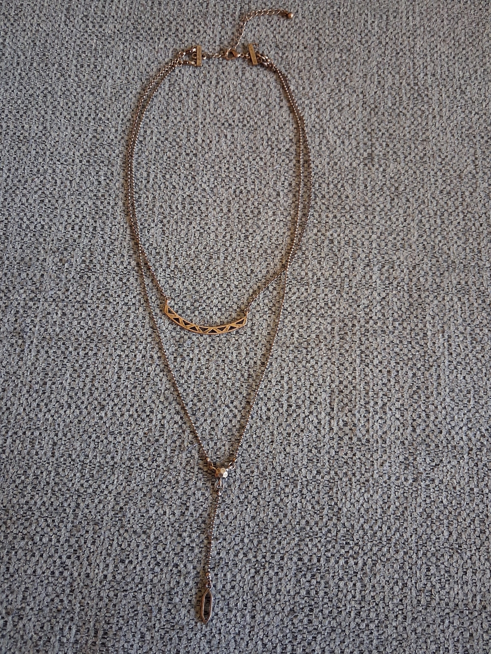 Gold Layered Geometric Bar Lariat Necklace - Women Jewelry